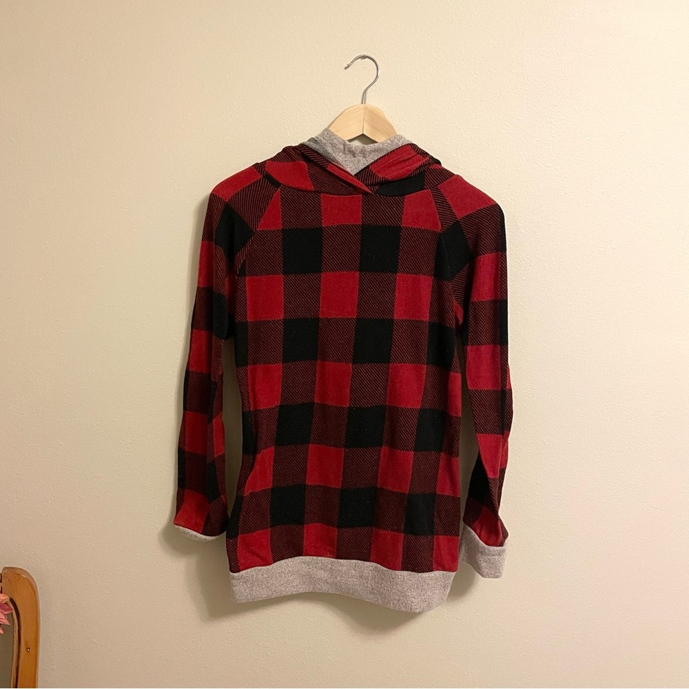 White Birch - Red & Black Buffalo Plaid Hoodie - Cozy Cabincore - Size M